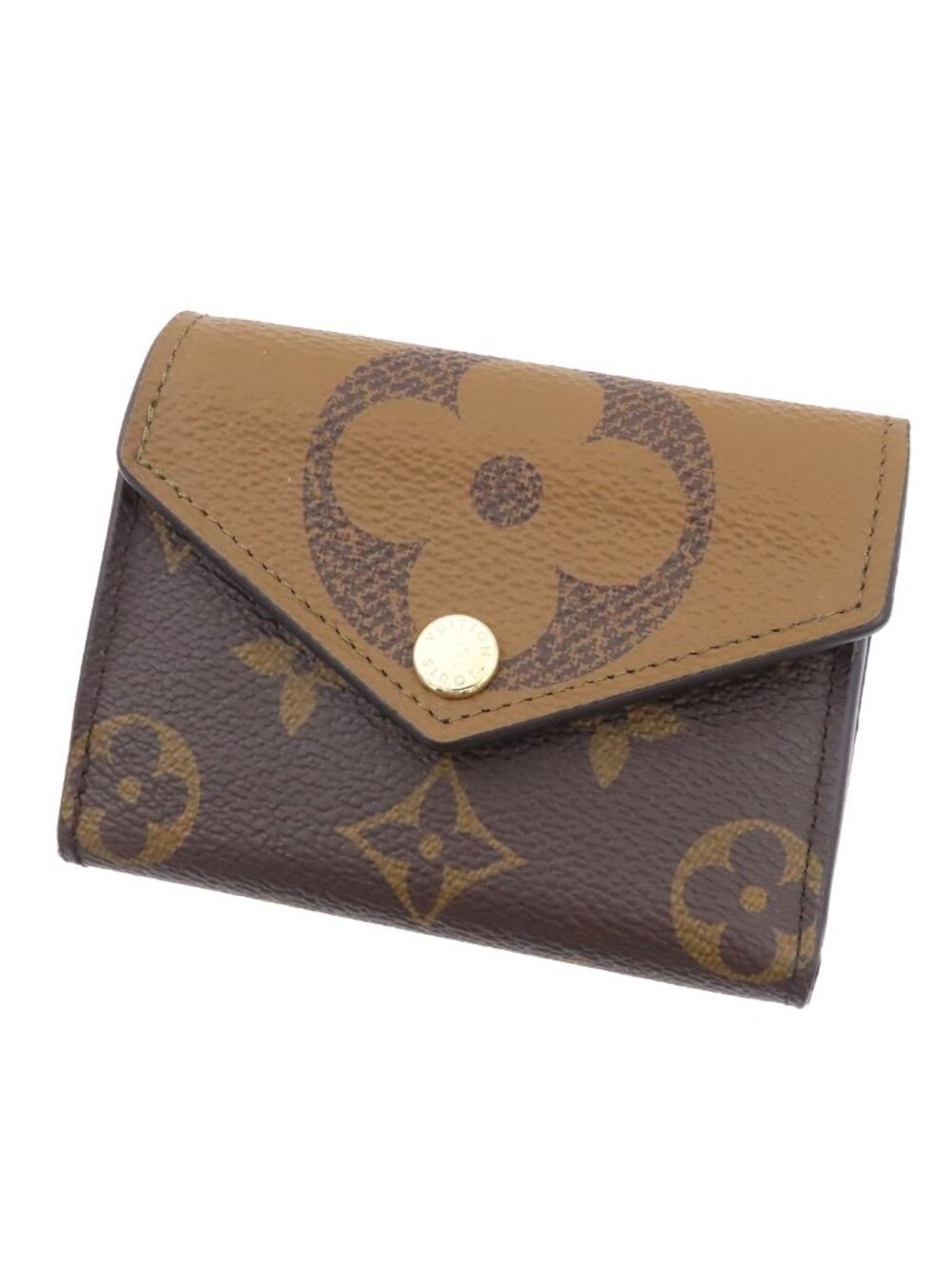 Louis Vuitton Portefeuille Zoe Compact Wallet Trifold Brown Monogram Reverse